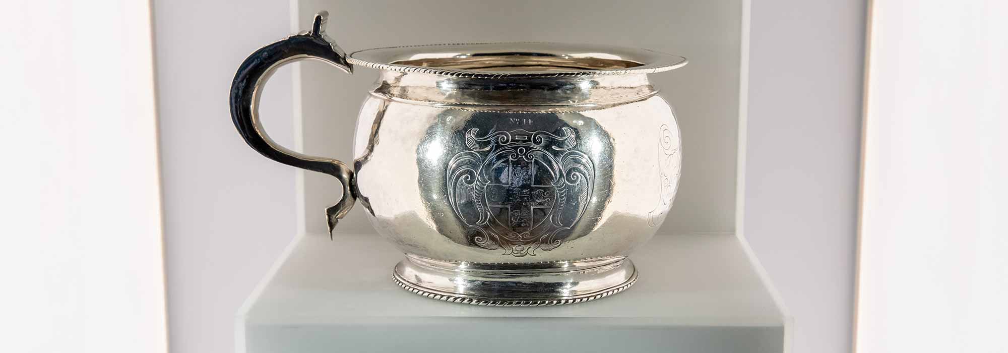 Silver chamber pot which is part of the collection.