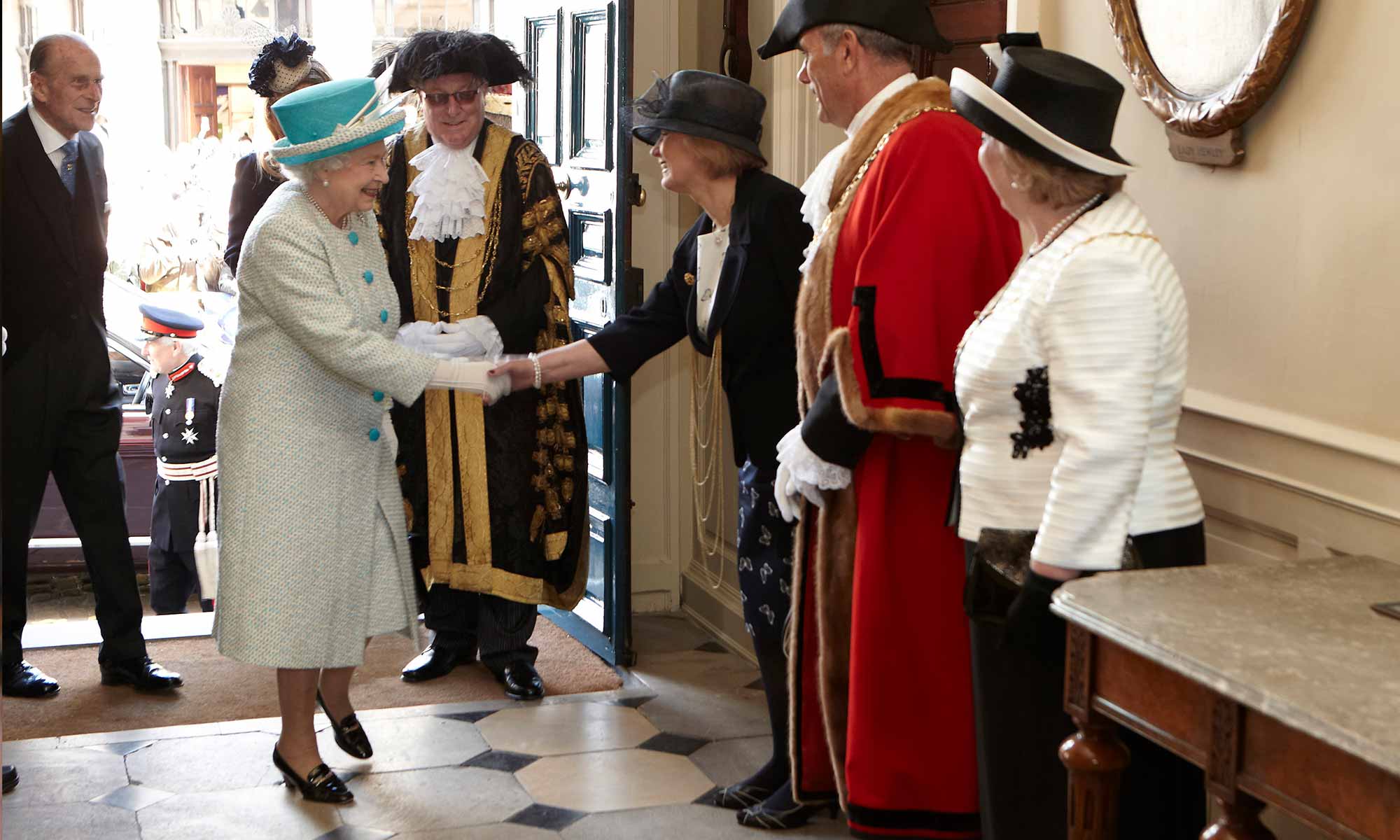 Queen Elizabeth II meeting the Civic party.