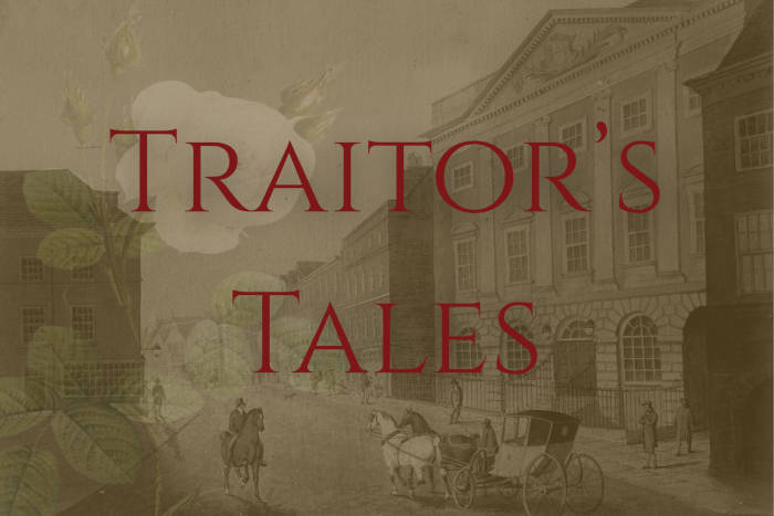 a decorative image with the words Traiter's Tales written over an illustration of The Mansion House in Georgian times